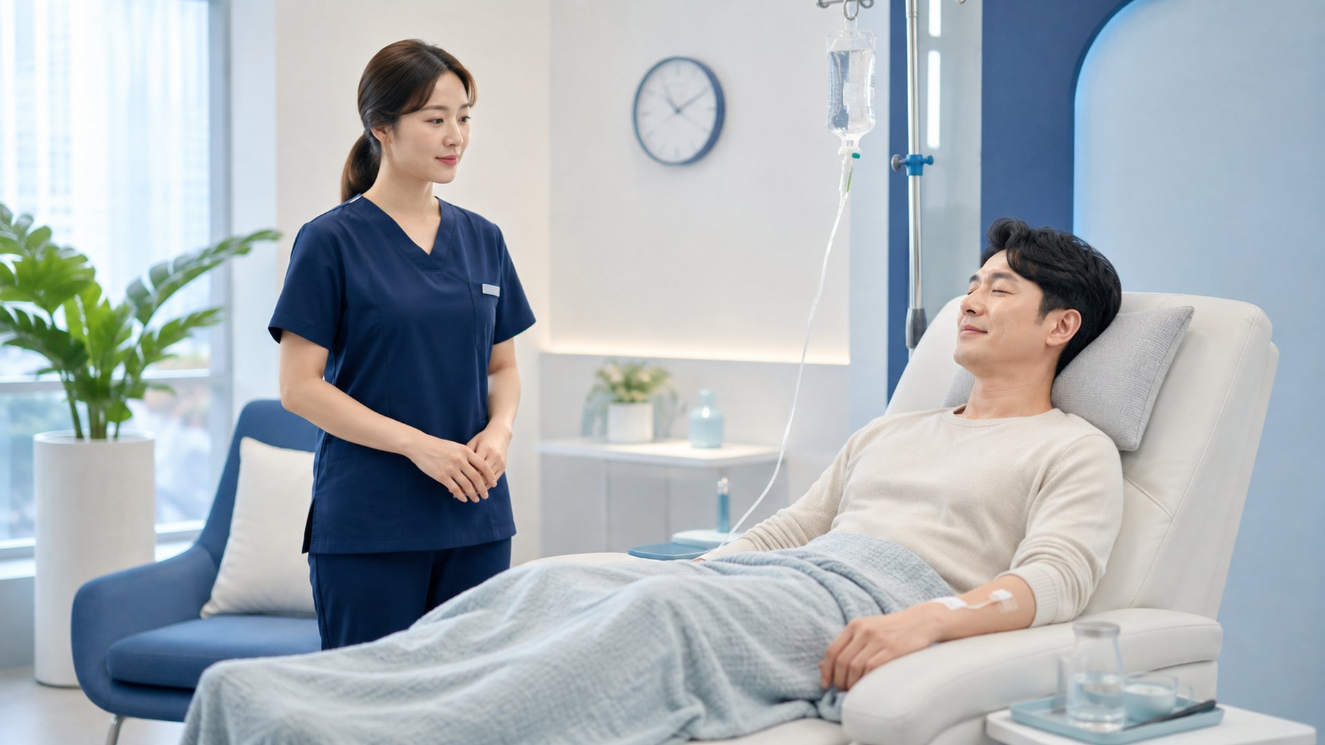 소요 시간은 수액의 종류와<br>용량, 주입 속도에 따라 달라집니다.