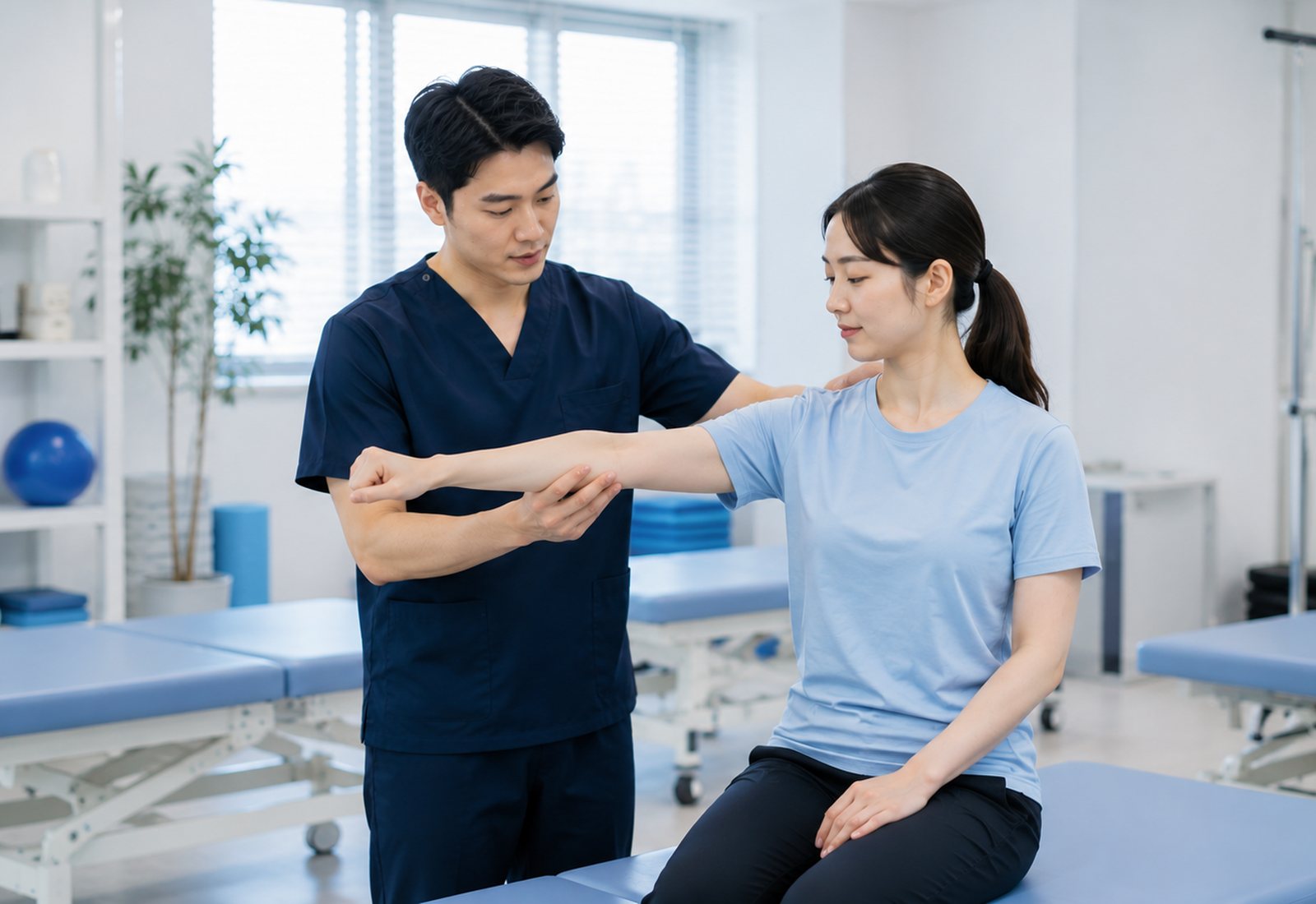 치료 후에는 당일 반응과<br>움직임을 확인합니다.